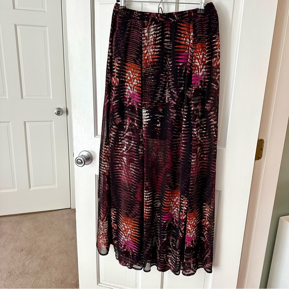 Abercrombie & Fitch Sheer Print Maxi Skirt Gypsy Boho Size L - Picture 3 of 8